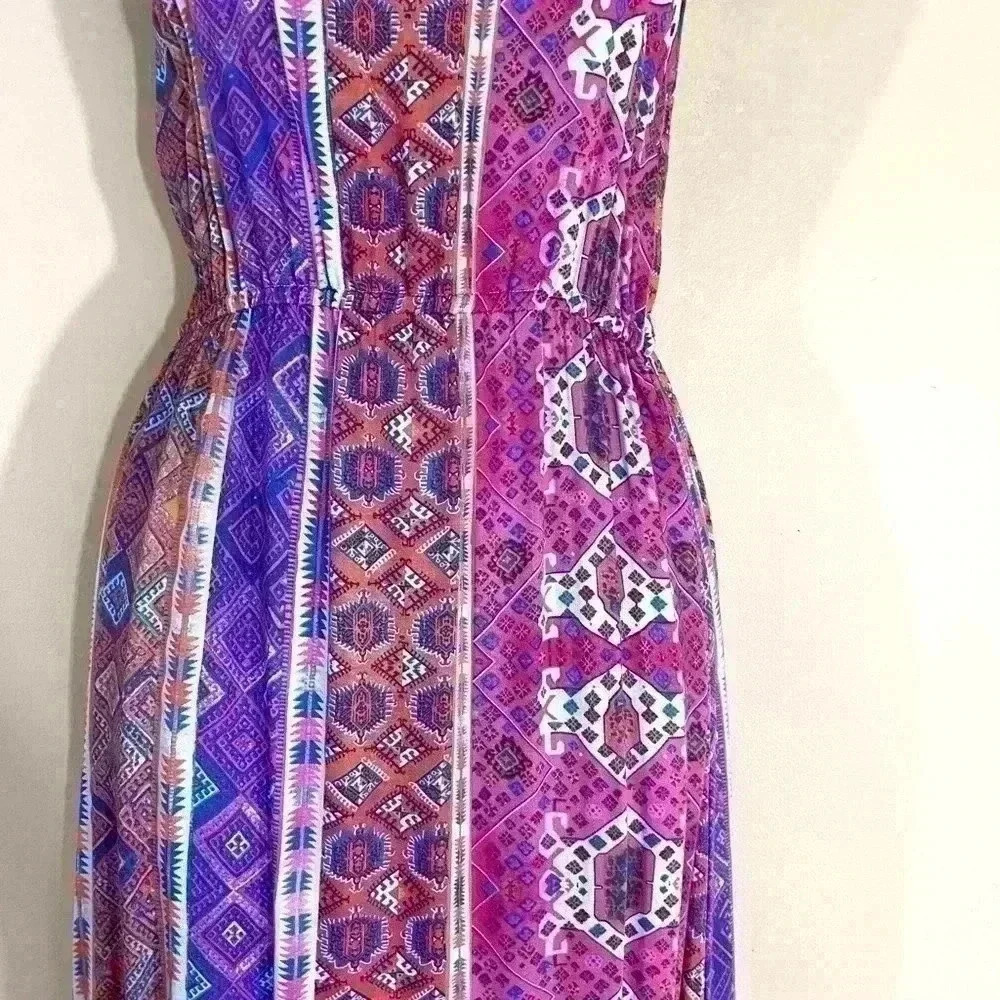MinkPink Multicolor Aztec Sleeveless Cinch Waist Maxi Dress Size S - Picture 6 of 16